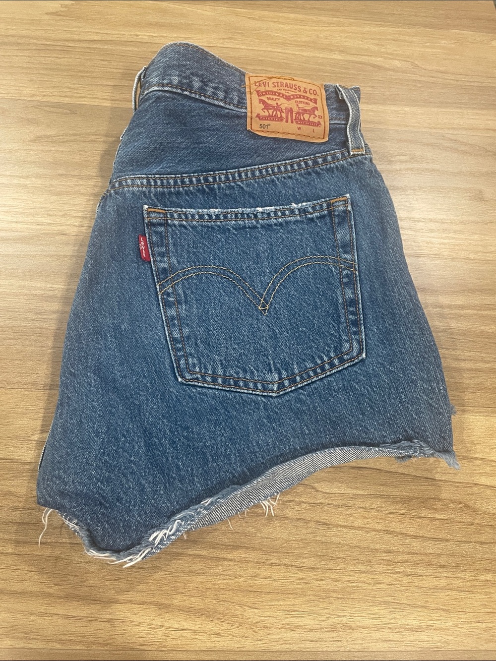 Levi's Indigo Cutoff Denim Shorts with Red Tab